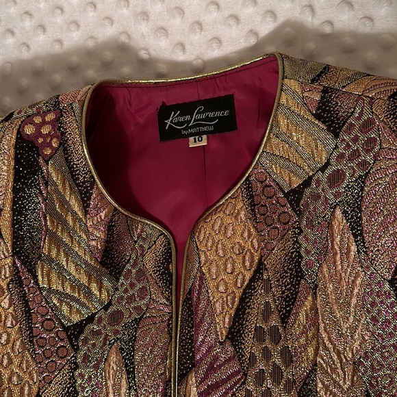 Rare Vintage Gold shimmer & shine brocade cocktail jacket. Woman’s 10. - Picture 11 of 14